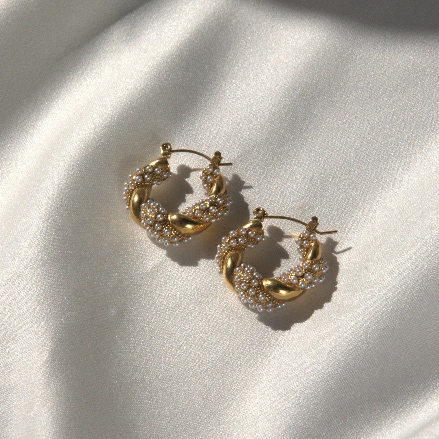 Twisted Hoops with Pearls